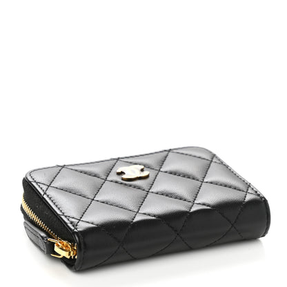 Chanel Lambskin Quilted Zip Coin Purse Black 3 of 8