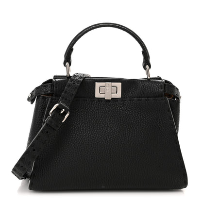 Fendi Cuoio Romano Selleria Bi-Color Mini Peekaboo Iconic Satchel Black Mou 1 of 17