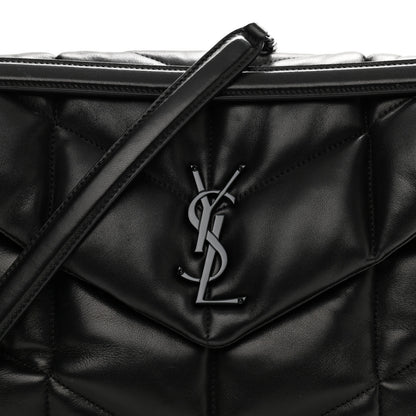 Saint Laurent Lambskin Quilted Medium Loulou Puffer Monogram Chain Satchel Black 9 of 11