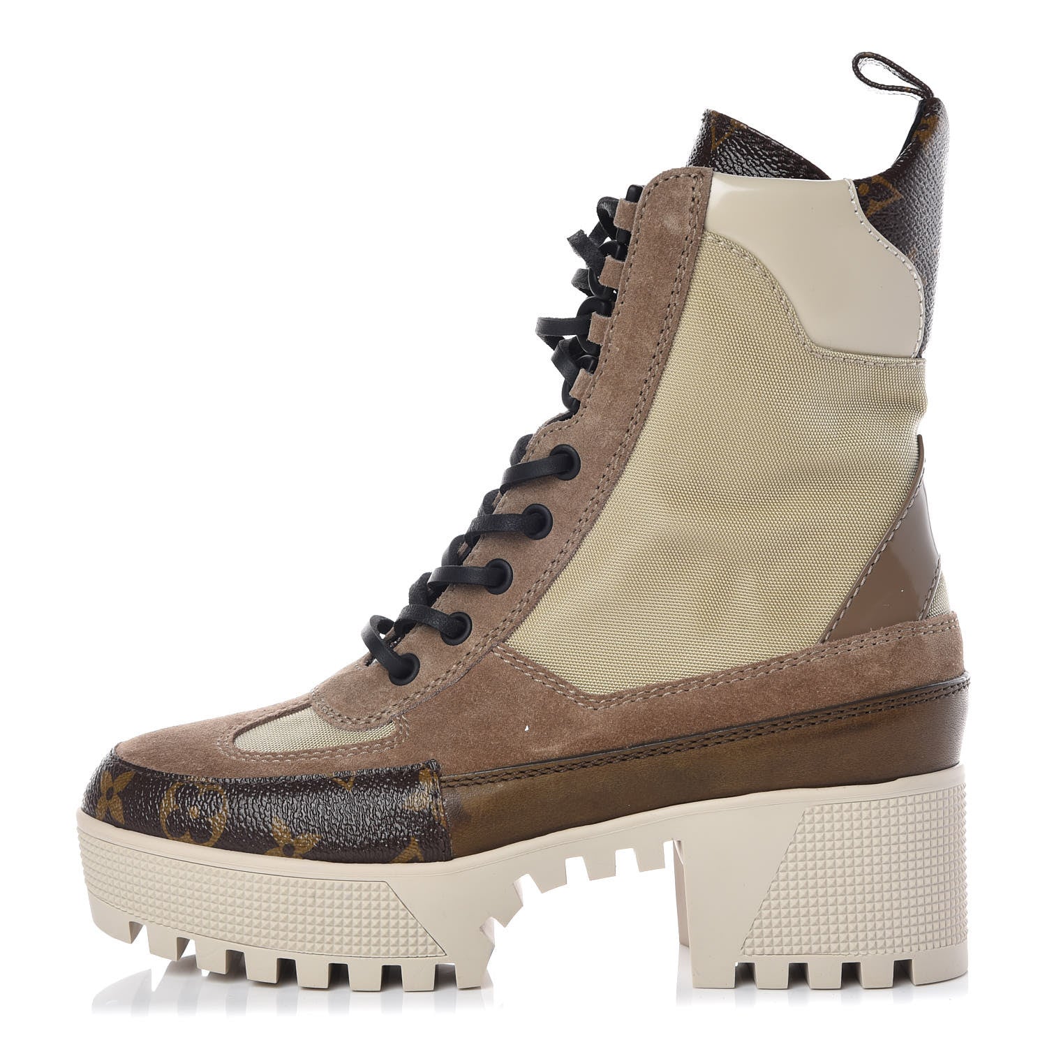 Louis Vuitton Suede Calfskin Monogram Laureate Platform Desert Boots 35 Beige 1 of 8