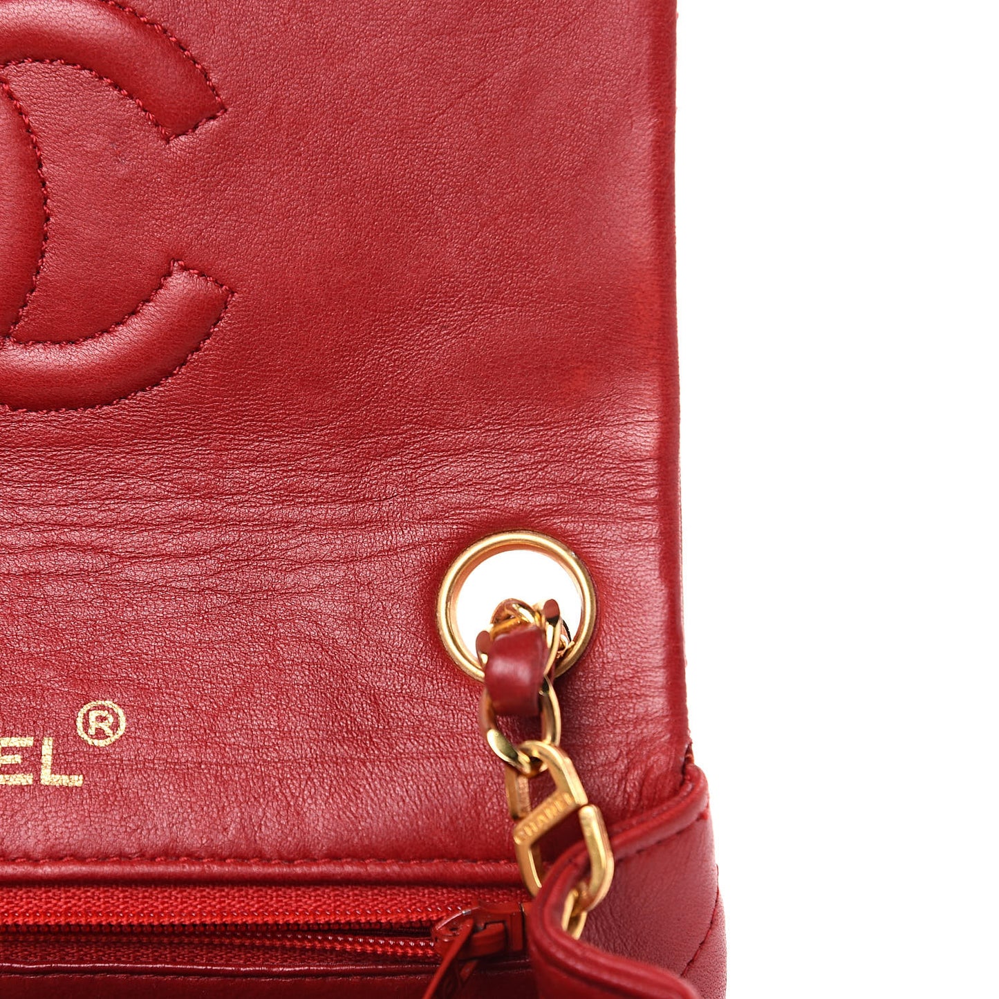 Lambskin Quilted Mini Square Flap Red