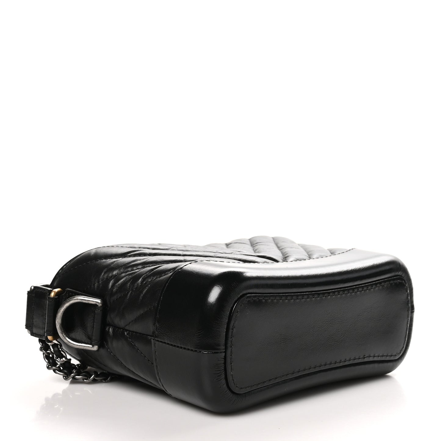 Aged Calfskin Chevron Quilted Small Gabrielle Hobo Black