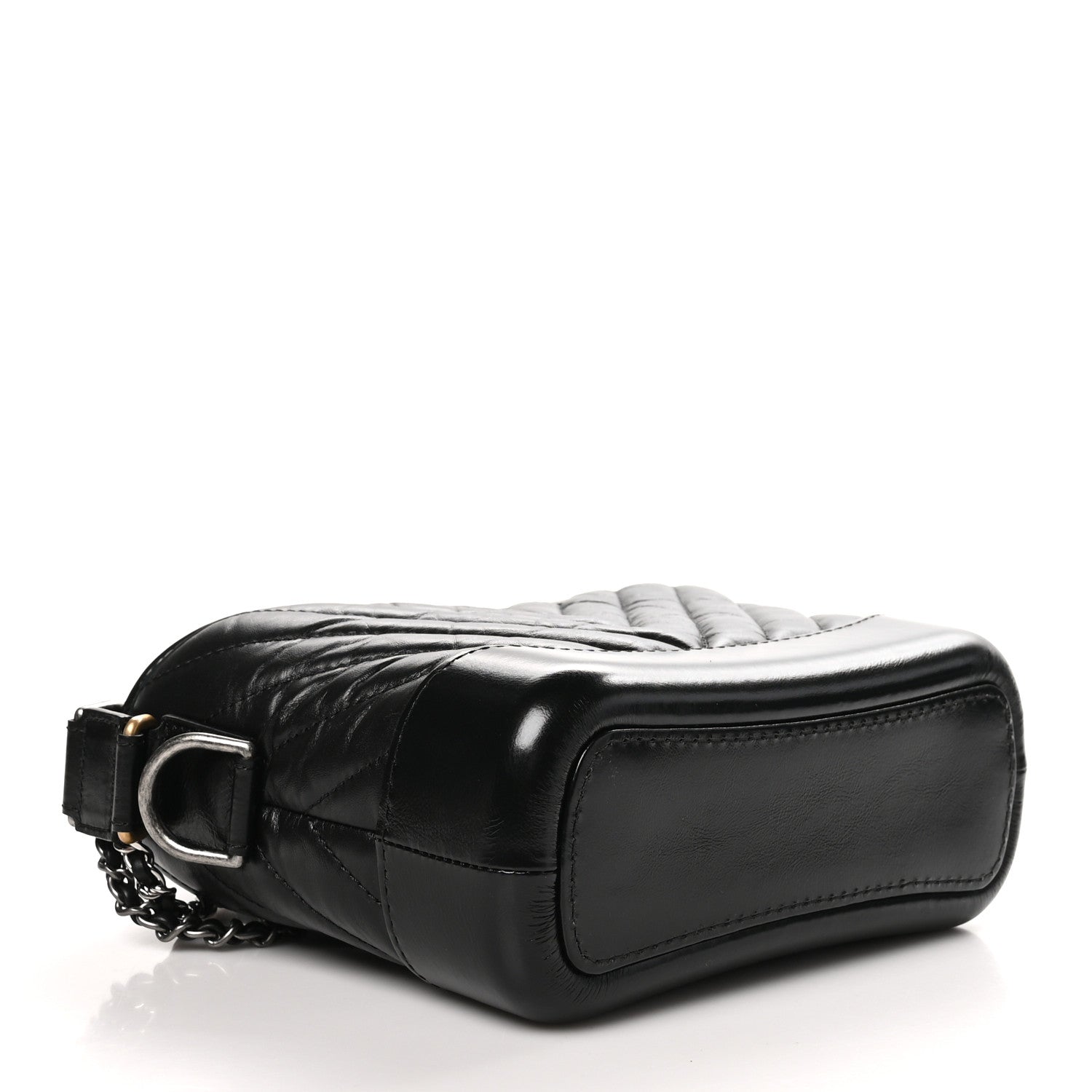 Chanel Aged Calfskin Chevron Quilted Small Gabrielle Hobo Black 4 of 11