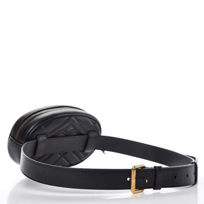 Gucci Calfskin Matelasse GG Marmont Belt Bag 95 38 Black 3 of 10