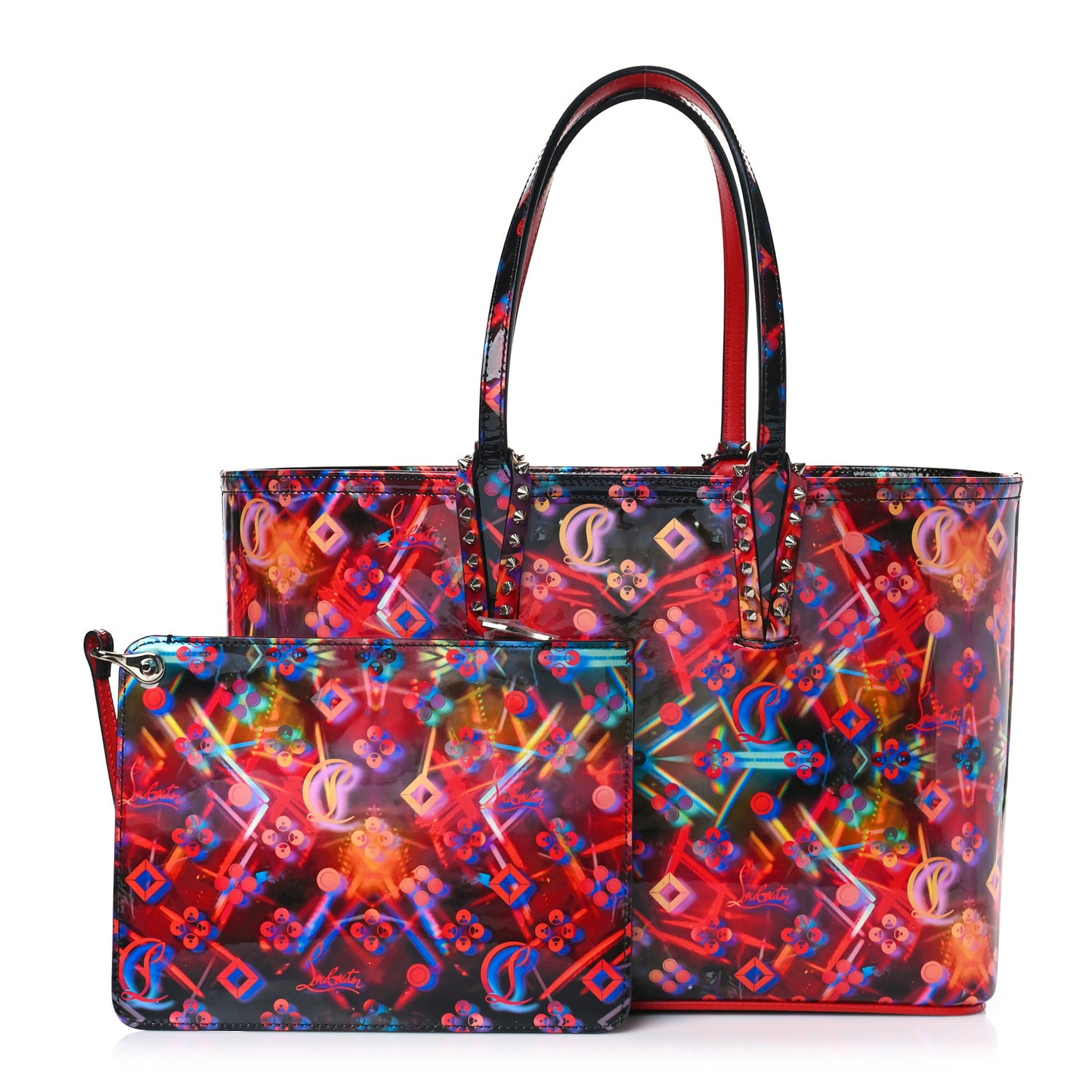 Patent Calfskin Small Discolaser Cabata Tote Multicolor