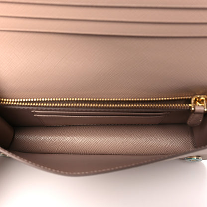 Prada Saffiano Metal Mini Flap Crossbody Wristlet Bag Cammeo 5 of 9