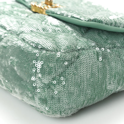 Chanel Sequin Quilted Medium Chanel 19 Flap Light Green 10 of 10