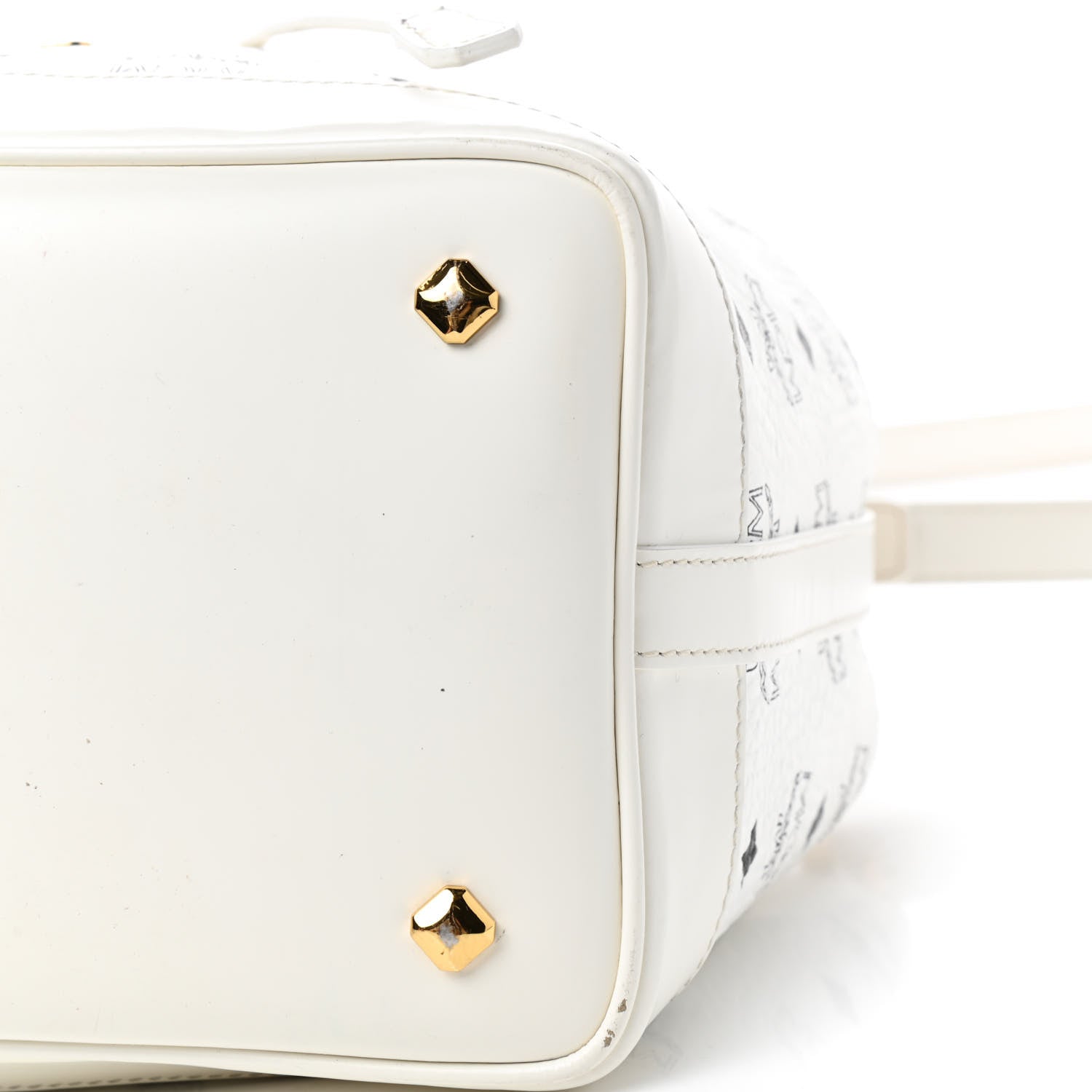 MCM Visetos Small Heritage Drawstring Bucket Bag White 7 of 12