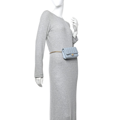 Chanel Aged Calfskin Quilted 2.55 Reissue Flap Belt Bag Clutch Light Blue 2 of 11