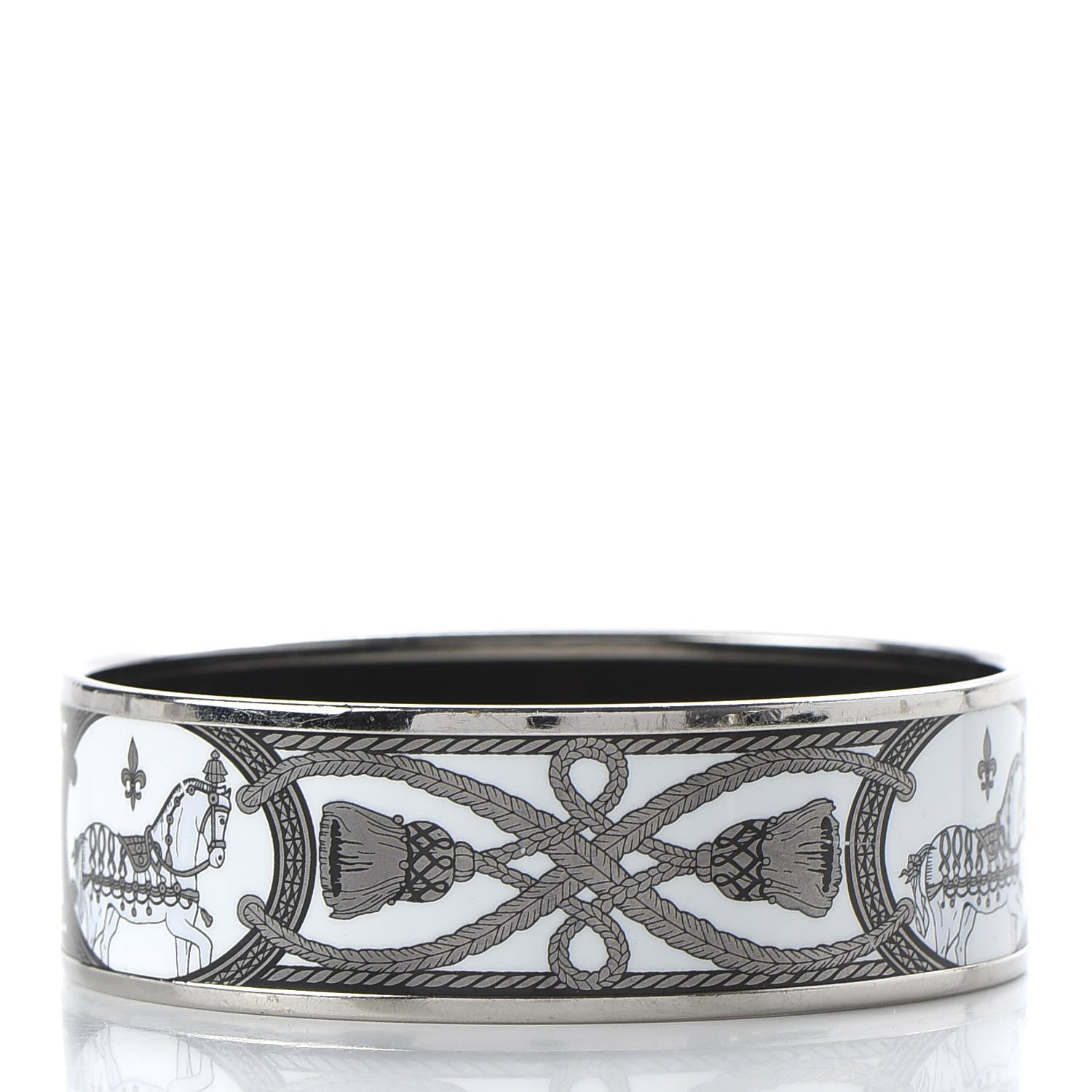 Hermes Enamel Printed Wide Grand Apparat Bracelet 70 White 3 of 5