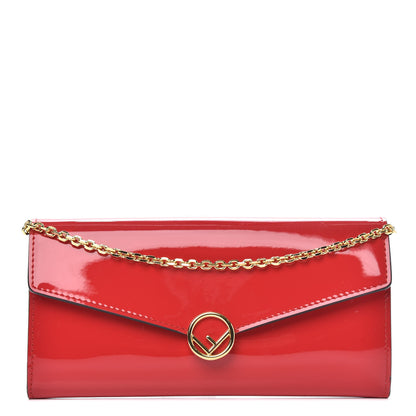 Fendi Vitello Vernice Mou F is Fendi Continental Envelope Wallet On Chain Rosso Cardinale 1 of 8