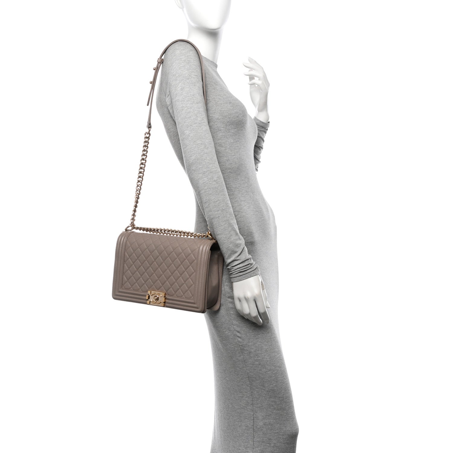 Chanel Caviar Quilted New Medium Boy Flap Dark Beige 2 of 11