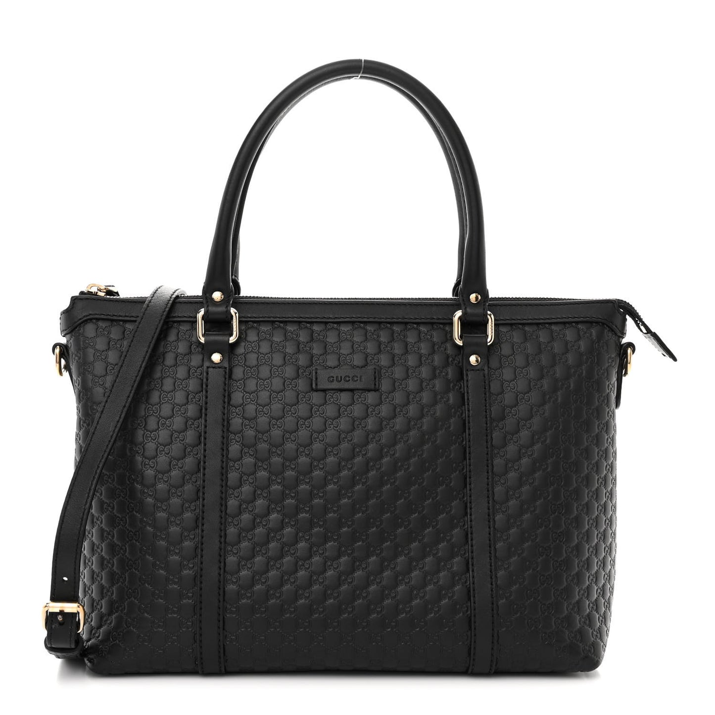 Soft Microguccissima Small Zippered Satchel Black