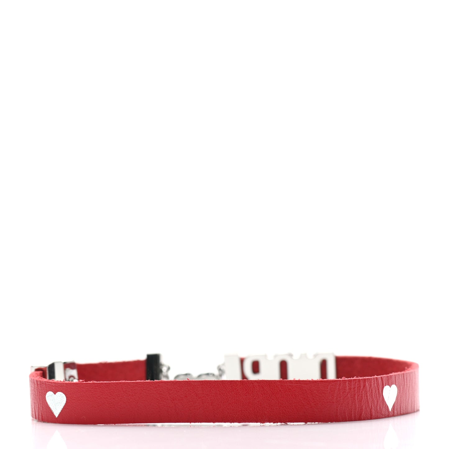 Calfskin Heart Dior Logo Choker Necklace Red