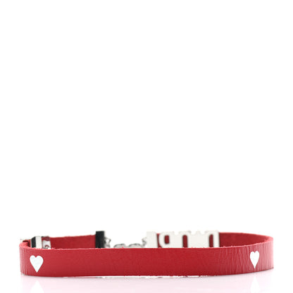Christian Dior Calfskin Heart Dior Logo Choker Necklace Red 5 of 9