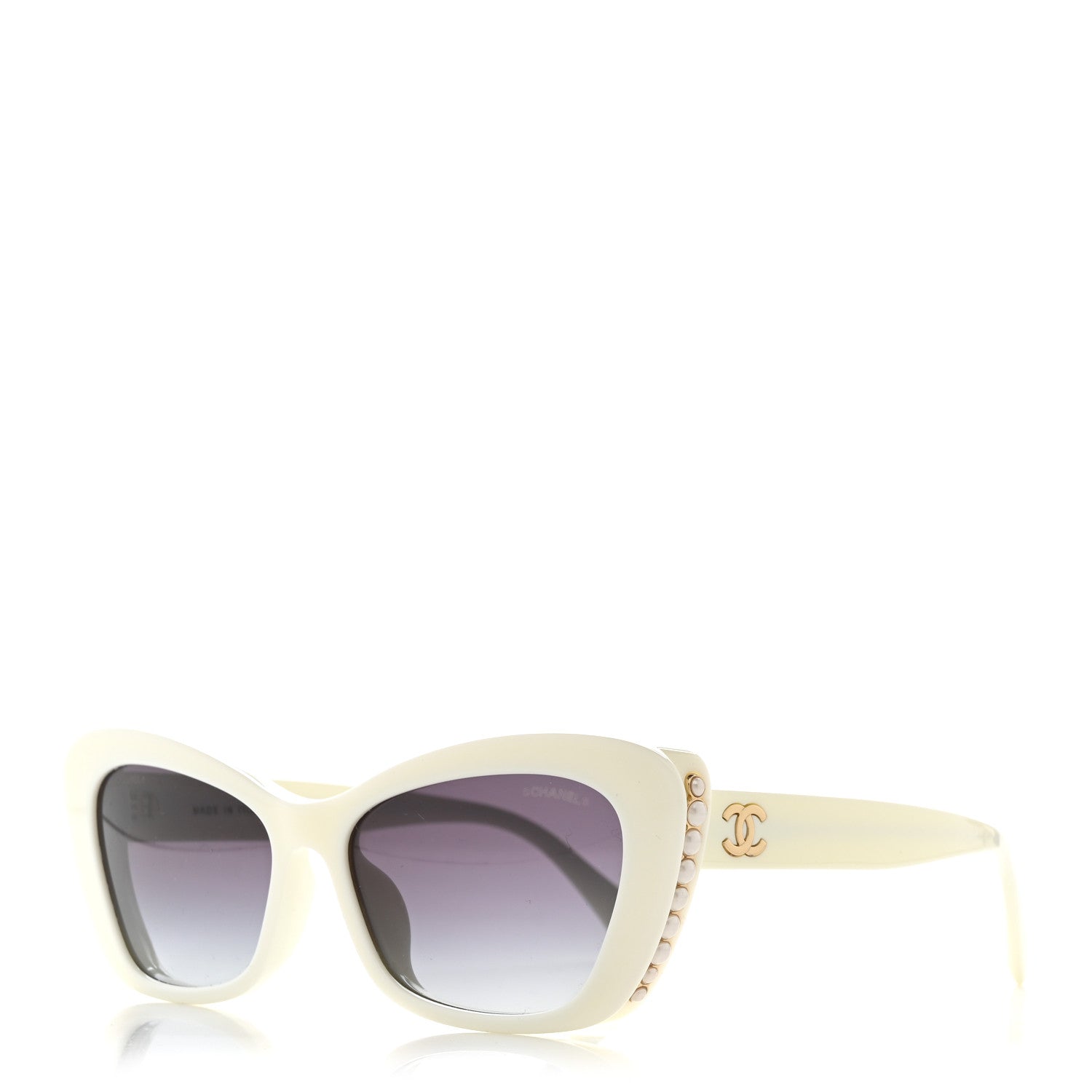 Chanel Acetate Pearl Cat Eye CC Sunglasses 5481-H-A White White 1 of 7