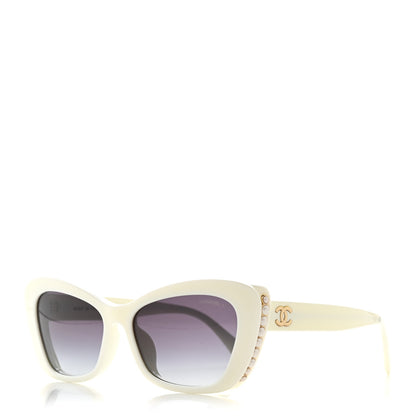 Chanel Acetate Pearl Cat Eye CC Sunglasses 5481-H-A White White 1 of 7