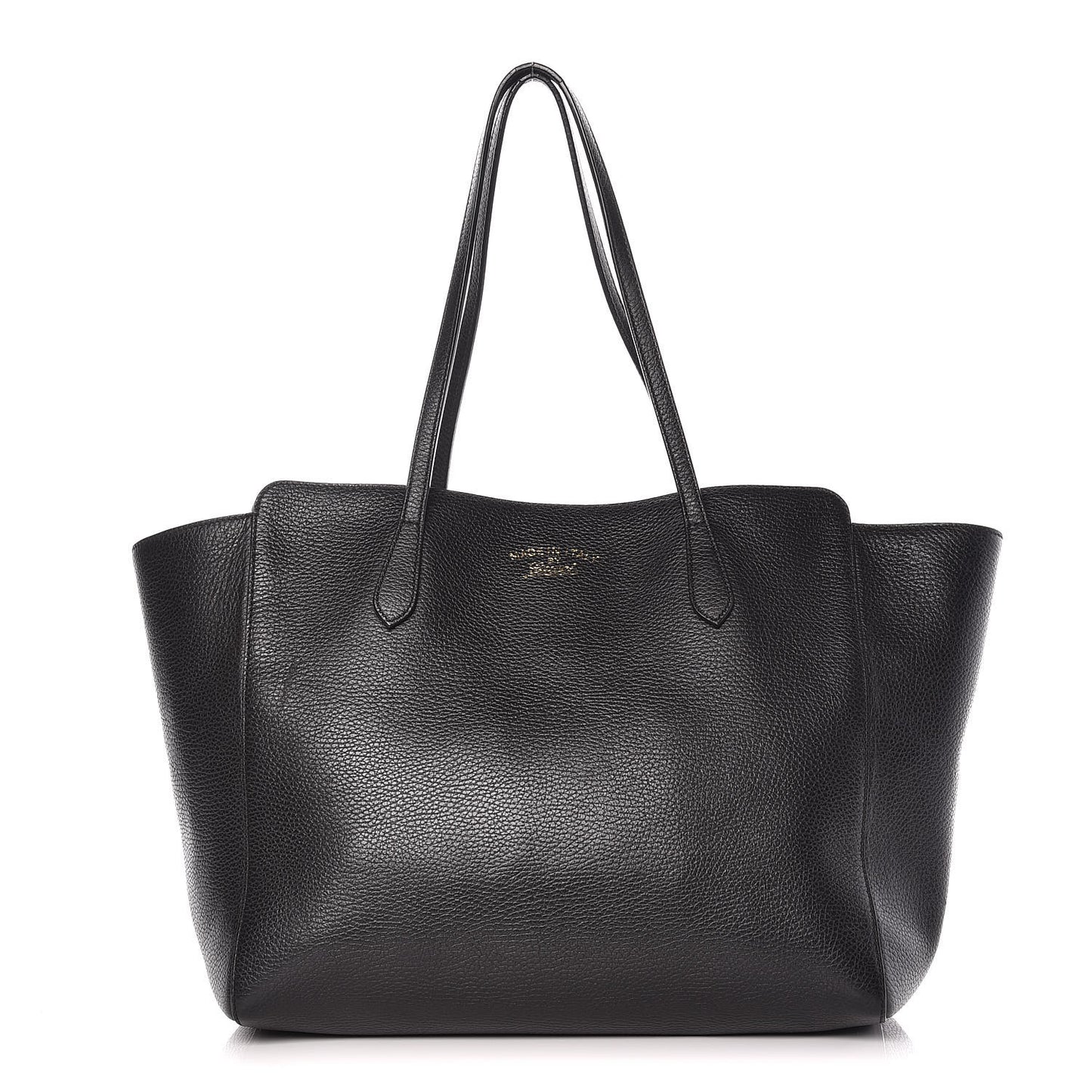 Pebbled Calfskin Medium Swing Tote Black