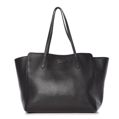 Gucci Pebbled Calfskin Medium Swing Tote Black 1 of 15