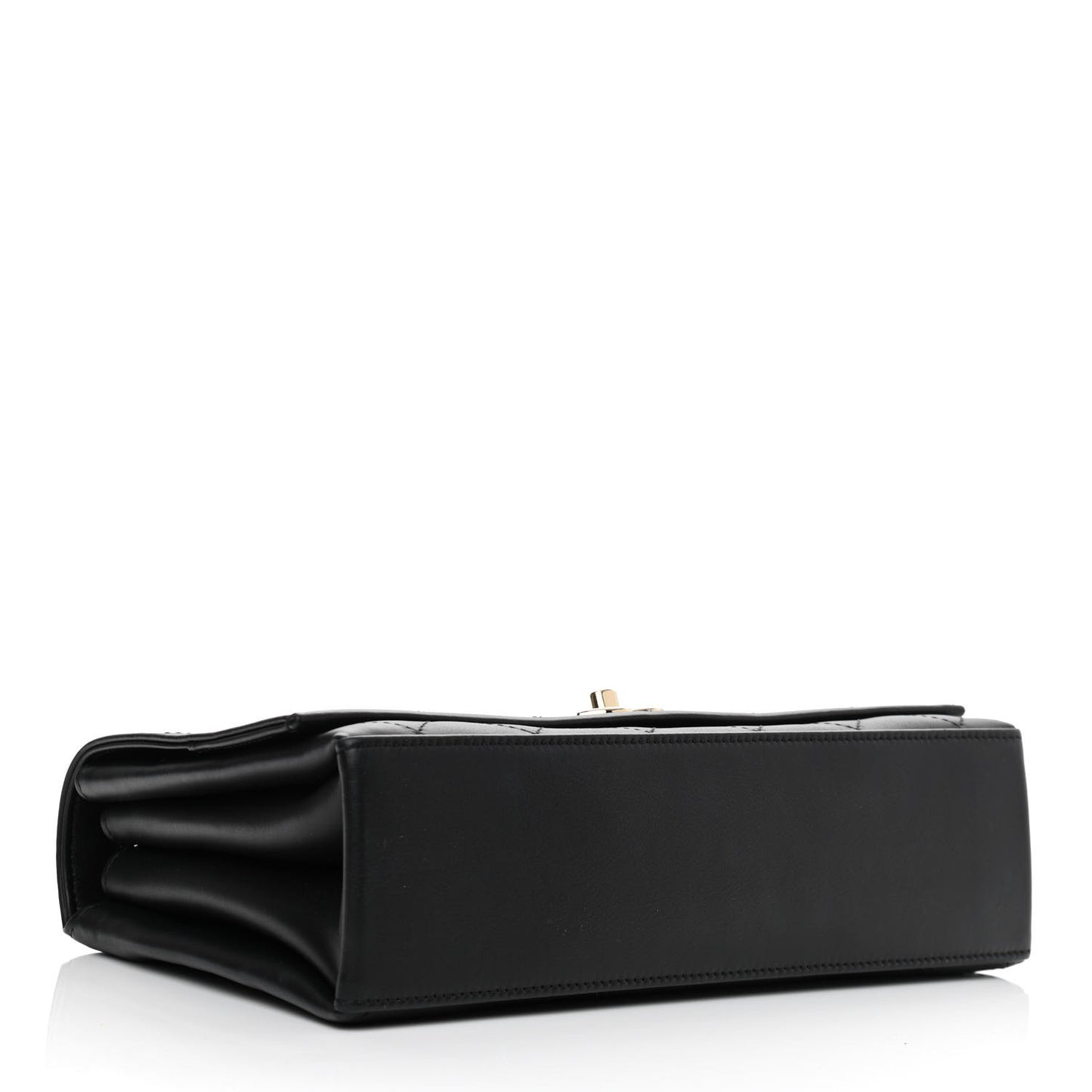 Calfskin Stitched Large Flap Black