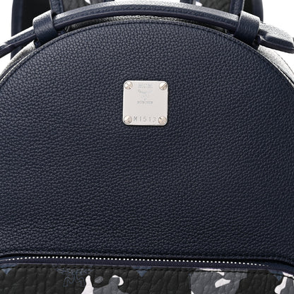 MCM Calfskin Visetos Floral Leopard Klassik Small Stark Backpack Blue Black 8 of 11