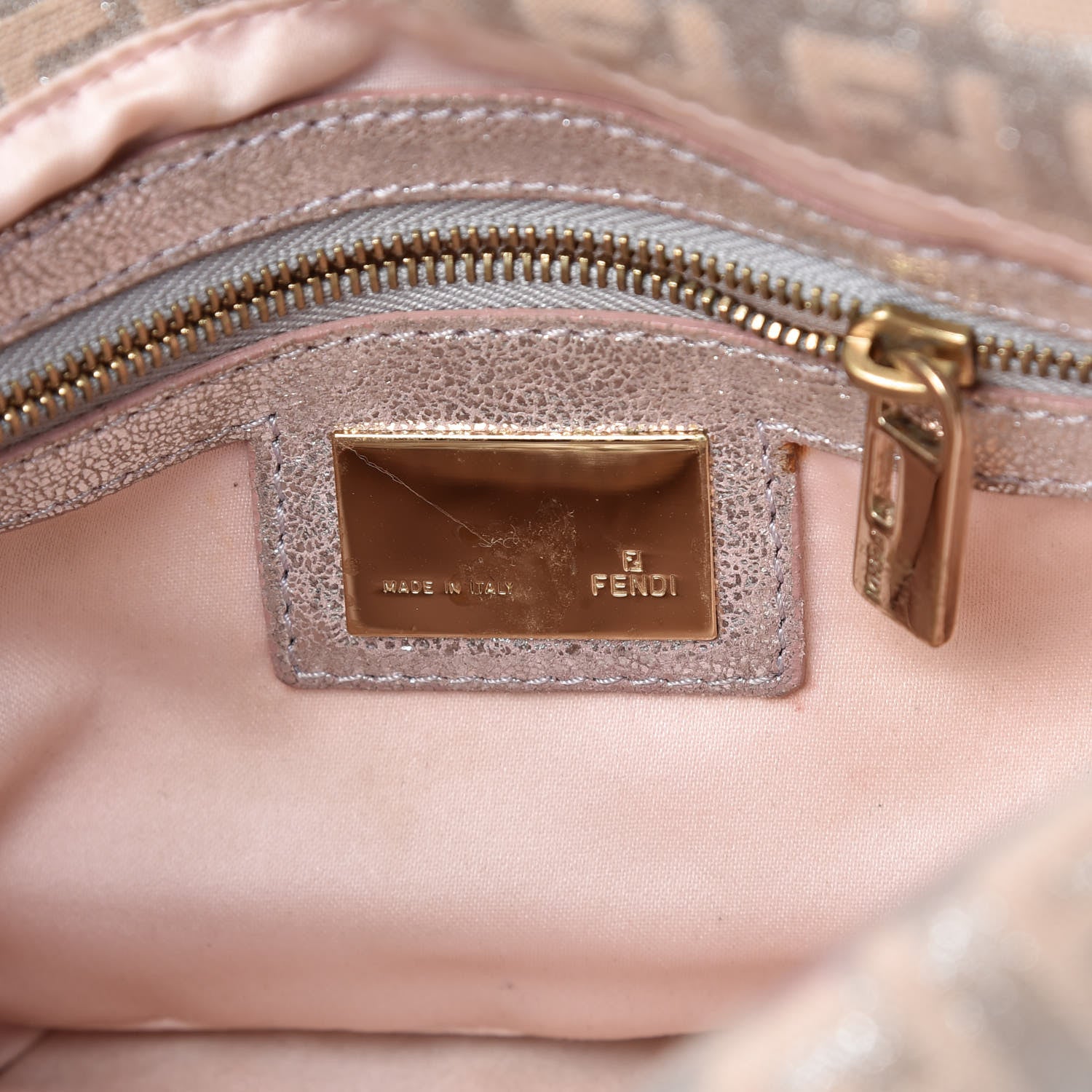 Fendi Metallic Jacquard Zucchino Baguette Pink 6 of 9