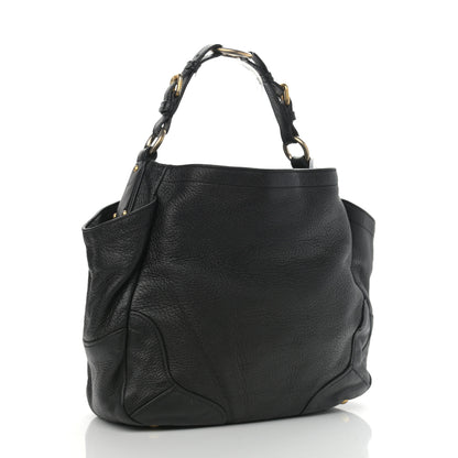 Prada Vitello Daino Side Pocket Hobo Black 3 of 10