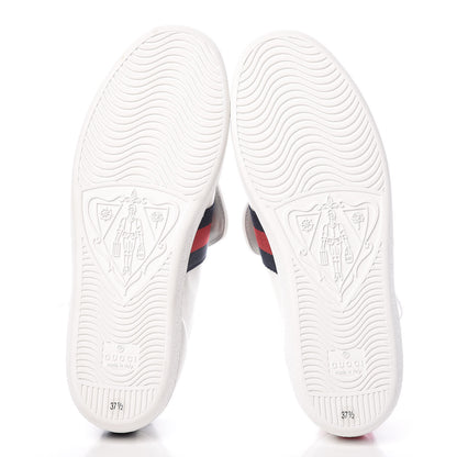 Gucci Calfskin Ayers Blind For Love Embroidered Womens Ace Sneakers 37.5 White 5 of 9