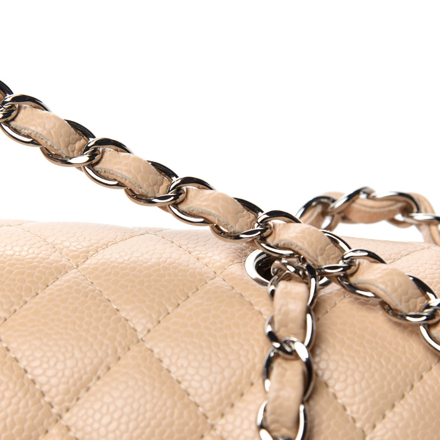Caviar Quilted Small Double Flap Beige