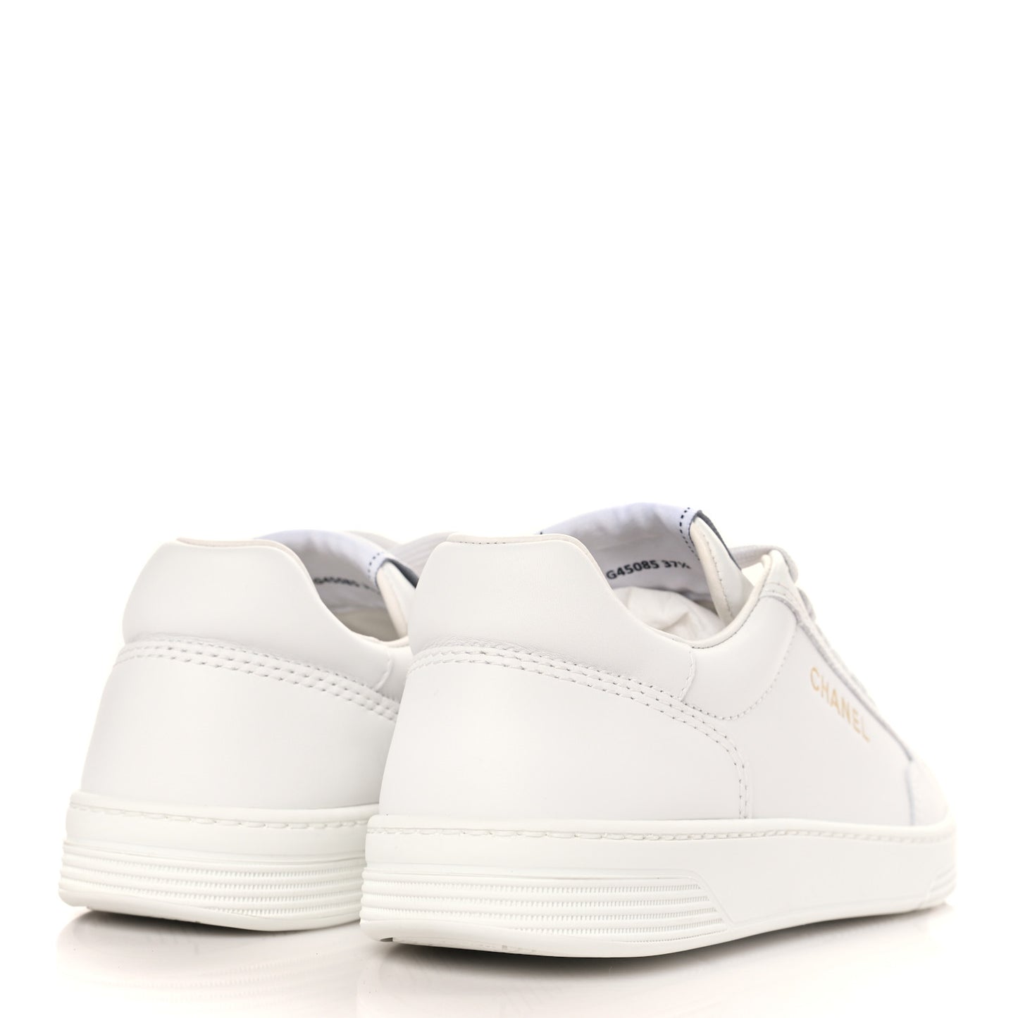 Calfskin Womens CC Logo Sneakers 37.5 White