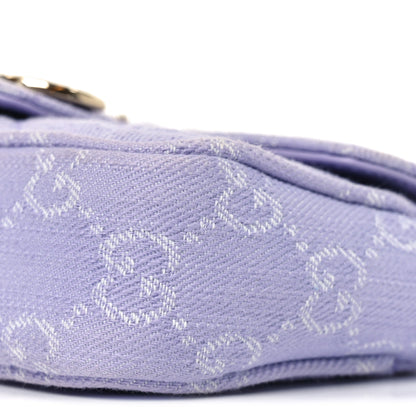 Gucci Denim GG Monogram Mini GG Marmont Shoulder Bag Light Purple 11 of 11