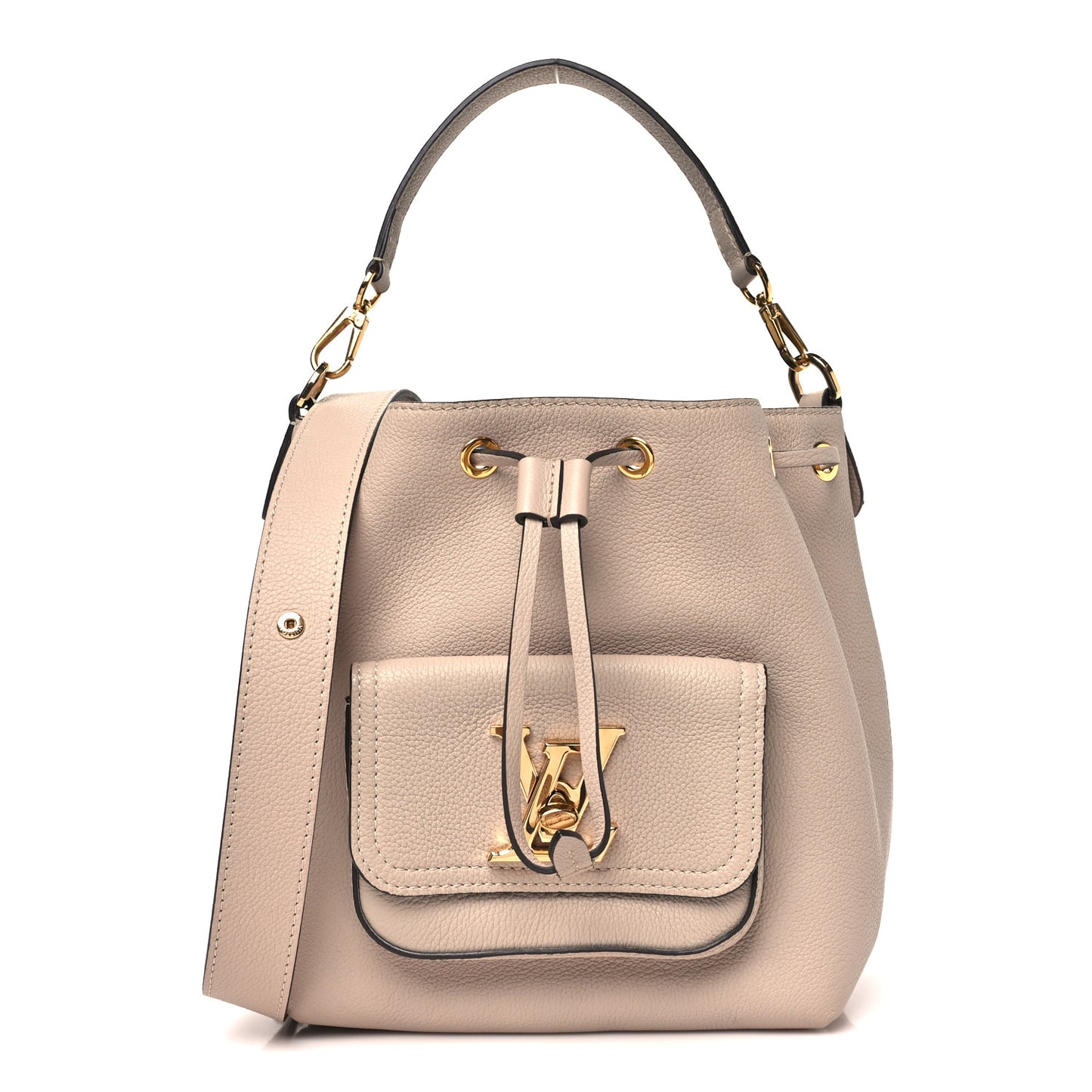 Calfskin Lockme Bucket MM Greige