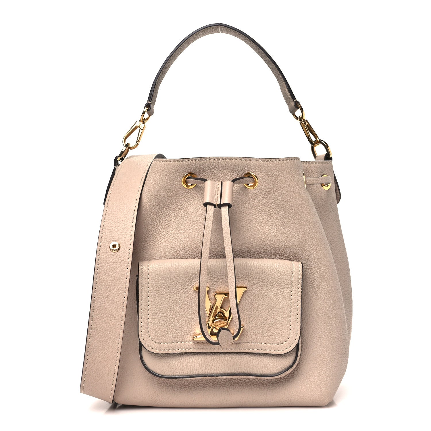 Louis Vuitton Calfskin Lockme Bucket MM Greige 1 of 10