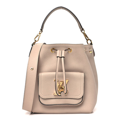 Louis Vuitton Calfskin Lockme Bucket MM Greige 1 of 10