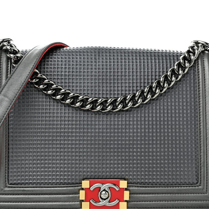 Chanel Metallic Lambskin Embossed Large Boy Cube Flap 8 of 18