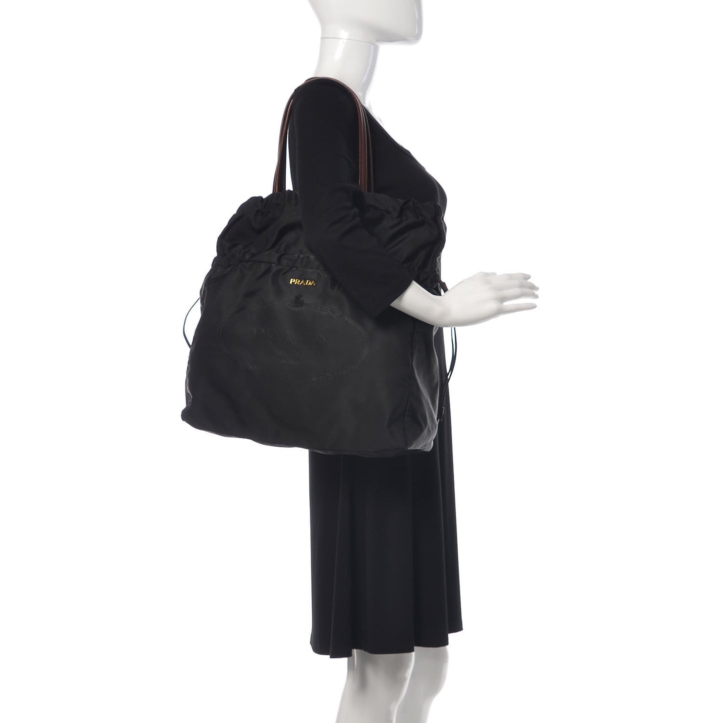 Tessuto Nylon Jacquard Logo Tote Black