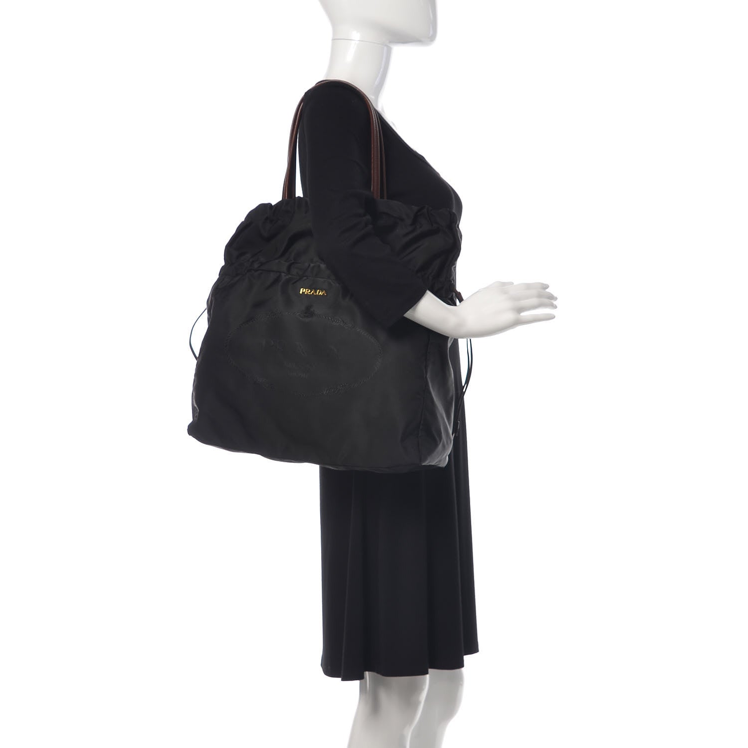 Prada Tessuto Nylon Jacquard Logo Tote Black 2 of 12