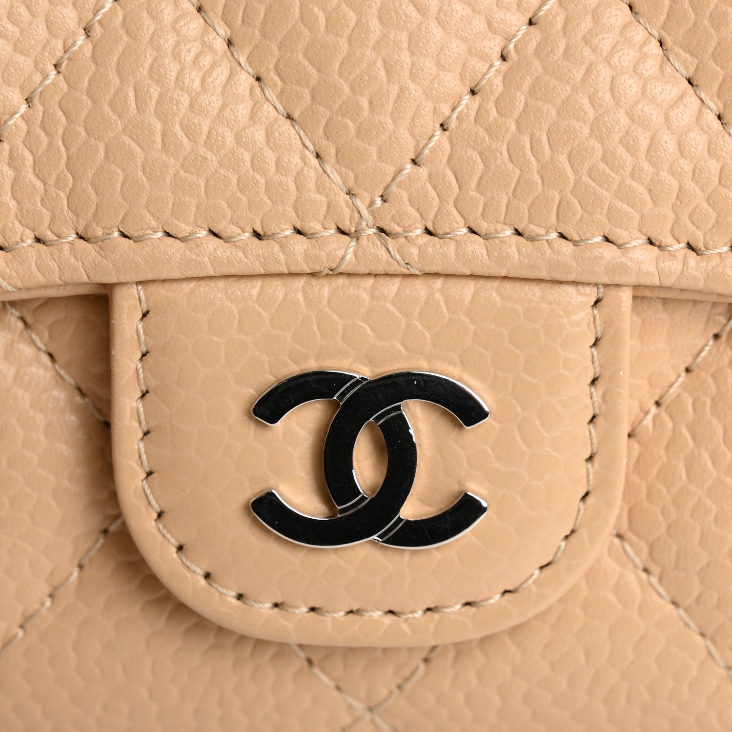 Chanel Caviar Quilted Flap Card Holder Wallet Light Beige 9 of 10
