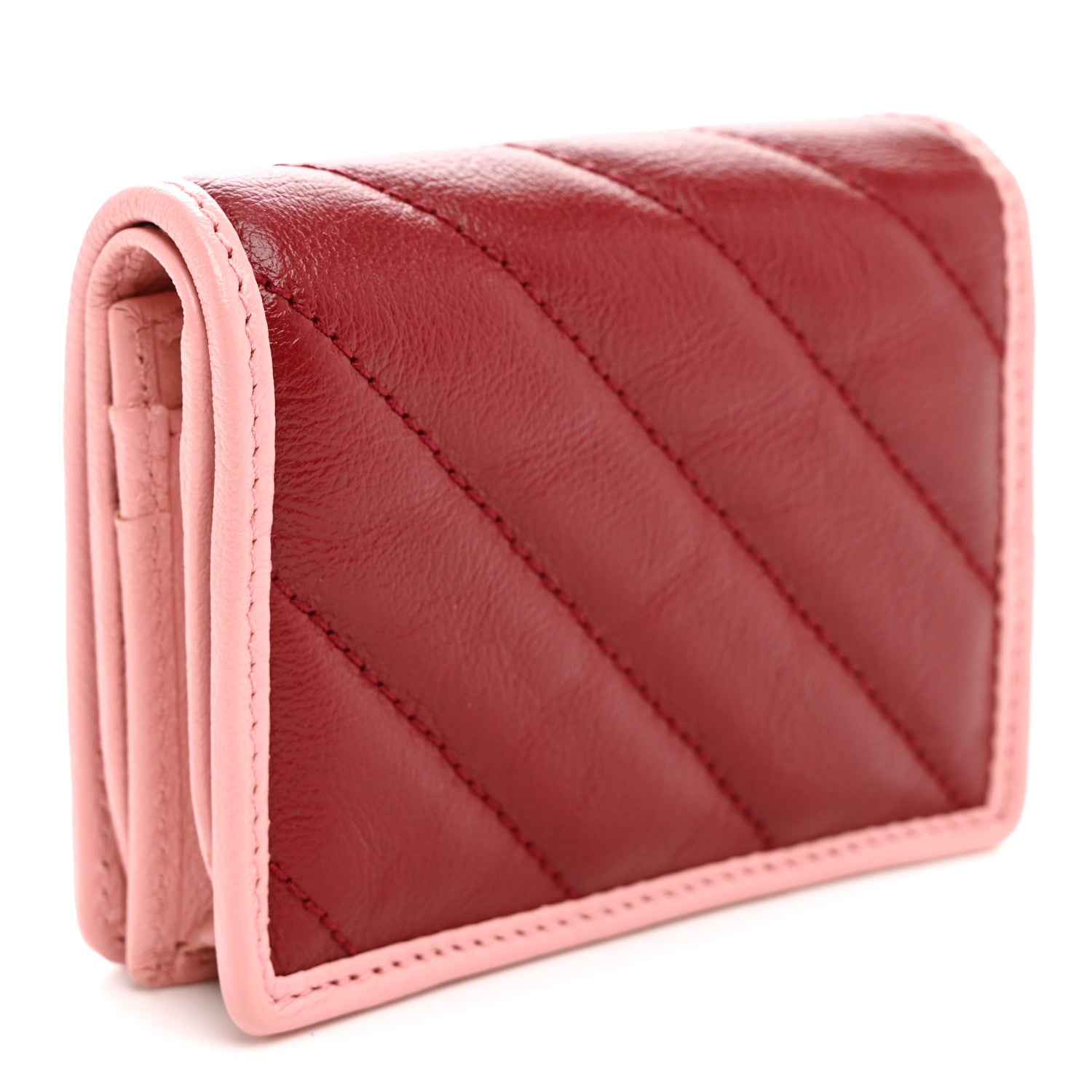 Gucci Azalea Calfskin Enamel Matelasse Diagonal Torchon GG Marmont Card Case New Cherry Red Wild Rose 3 of 7
