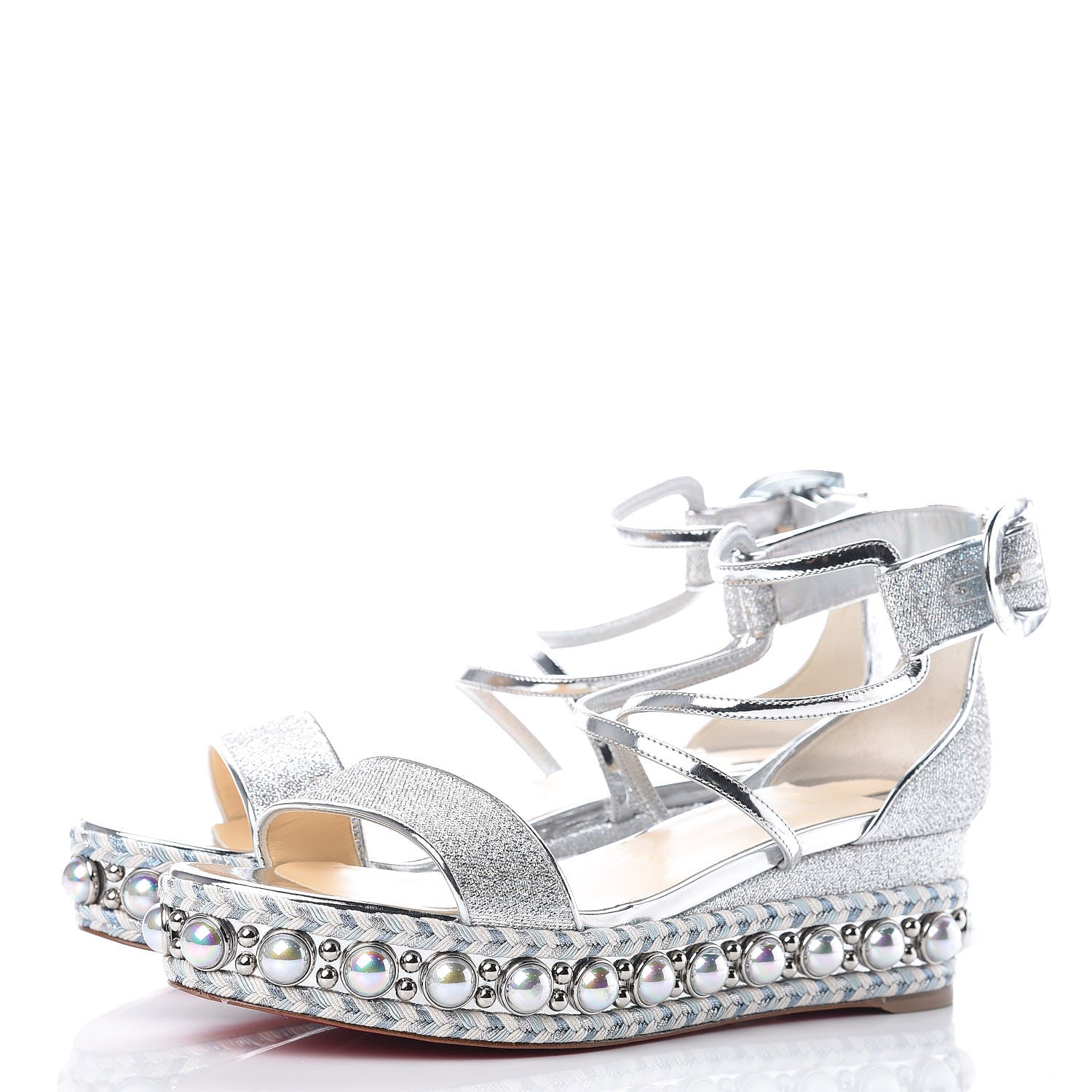 Christian Louboutin Lurex Chocazeppa 60 Platform Sandals 38 Silver 3 of 8