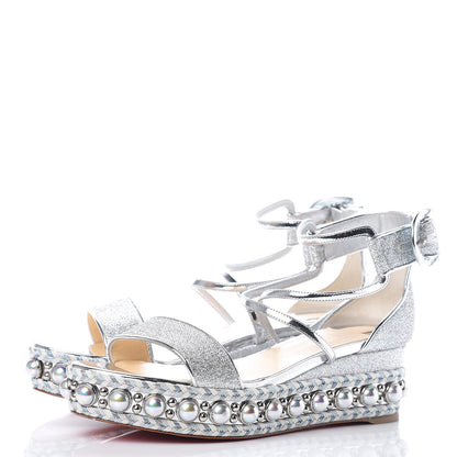 Christian Louboutin Lurex Chocazeppa 60 Platform Sandals 38 Silver 3 of 8