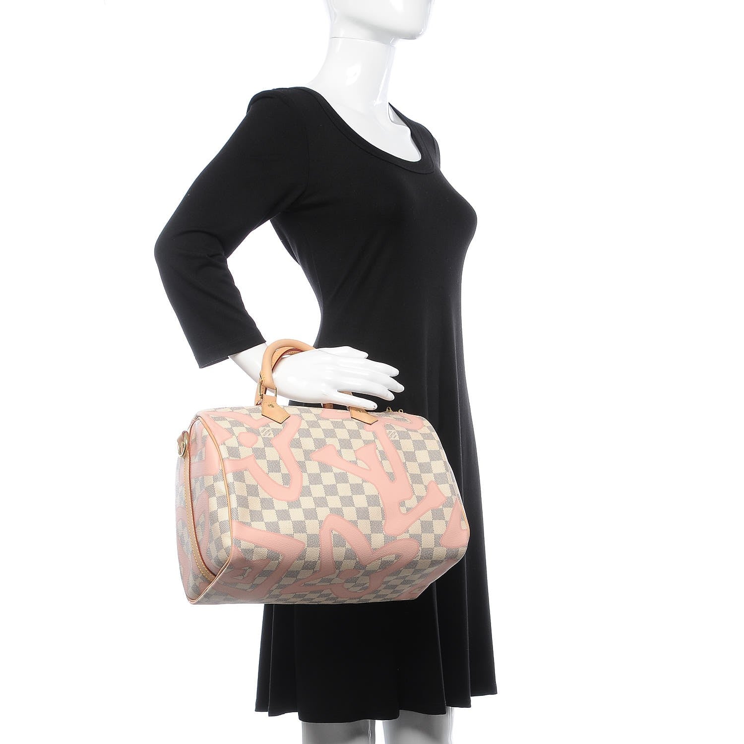 Louis Vuitton Damier Azur Tahitienne Speedy Bandouliere 30 Rose Ballerine 3 of 10