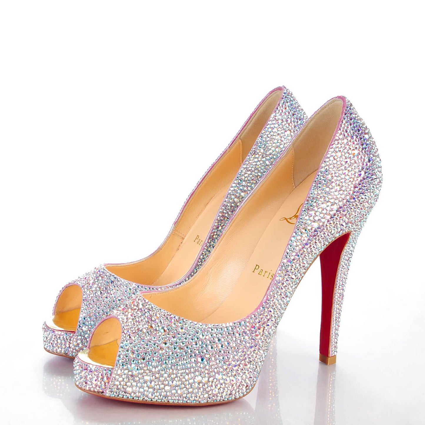 Suede Strass Very Riche 120 Platform Pumps 38.5 Aurora Boreale