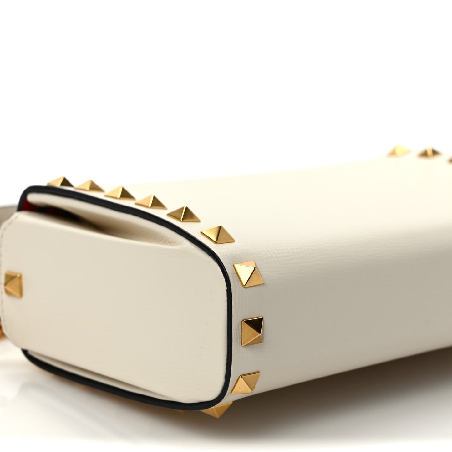 Grainy Calfskin Rockstud Alcove Box Clutch Ivory