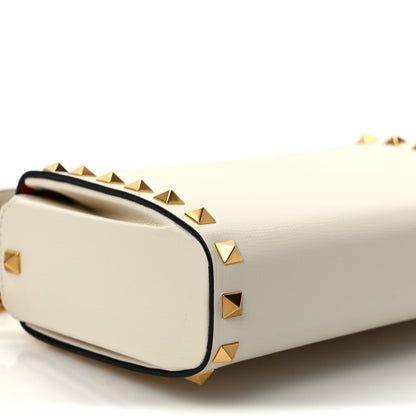 Valentino Garavani Grainy Calfskin Rockstud Alcove Box Clutch Ivory 7 of 9