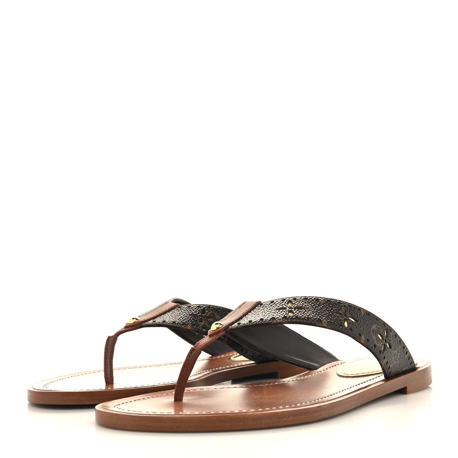 Louis Vuitton Monogram Sunny Flat Thong Sandals 37.5 Brown 3 of 8