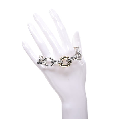 David Yurman Sterling Silver 18K Yellow Gold 19mm Extra Large Oval Link Bracelet 7 of 9