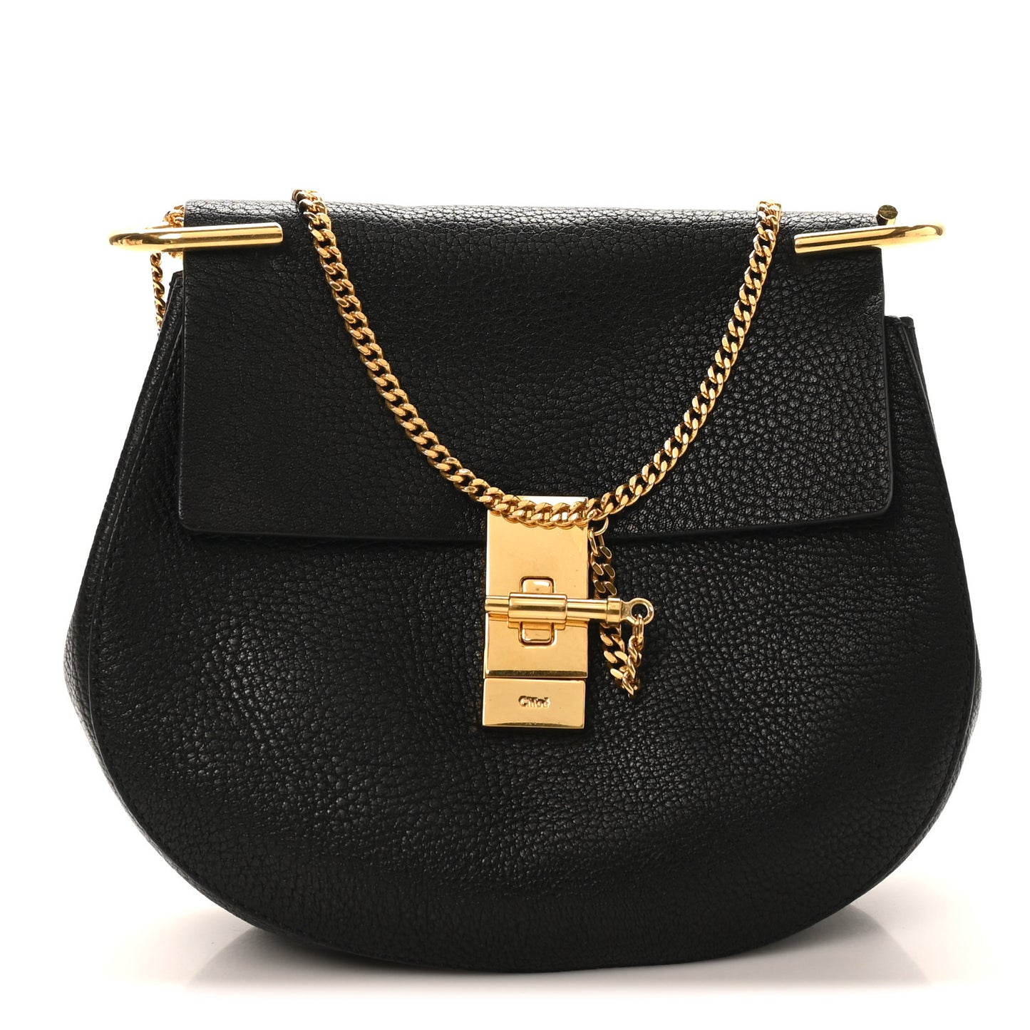 Grained Lambskin Drew Shoulder Bag Black