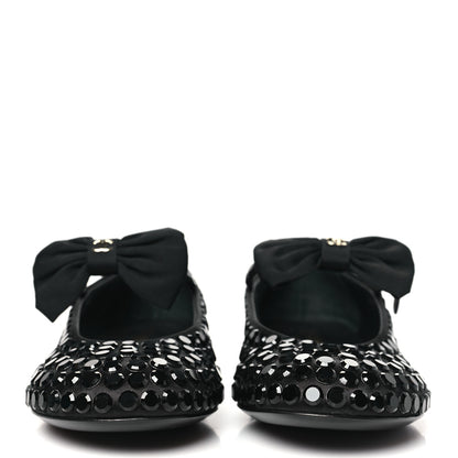 Chanel Satin Strass Bow Mary Jane Flats 36.5 Black 2 of 9