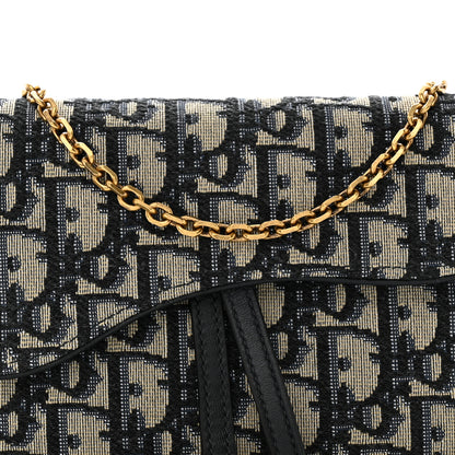 Christian Dior Oblique Saddle Chain Long Wallet Blue 9 of 12